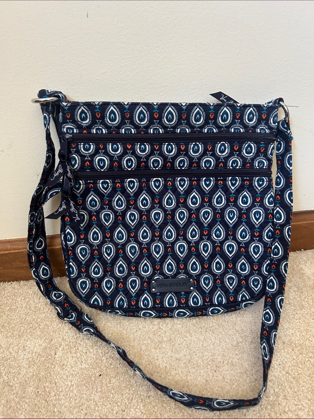 Vera Bradley Navy Paisley-Print Quilted Crossbody